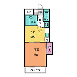 横井ビル 3階1DKの間取り