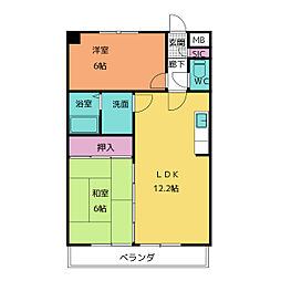 アビタマルフクIII 1階2LDKの間取り