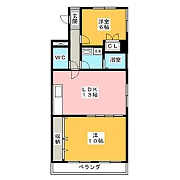 アビタマルフクIII 2階2LDKの間取り