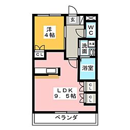 ラビエールA 3階1LDKの間取り