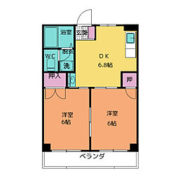 エポックハイツ 3階2DKの間取り