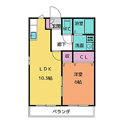 向山ステージ 1階1LDKの間取り