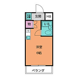 ハイツアサノ　Ｂ館 1階ワンルームの間取り