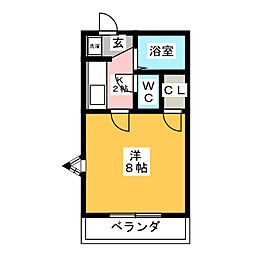 ハイツ鈴木 1階1Kの間取り