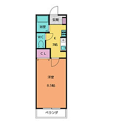 レ・ファミーユ 1Kの間取図画像