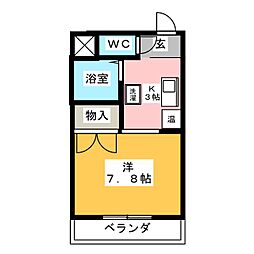 ラハイナハイツパート3 1Kの間取図画像