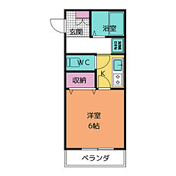 コンフォース中平 1Kの間取図画像