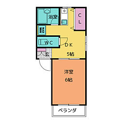 ロイヤルハイツ2 1DKの間取図画像