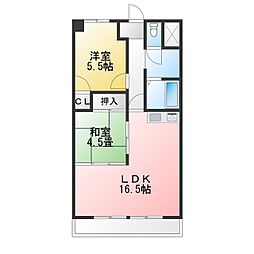 ニューコーポ植田2 2LDKの間取図画像