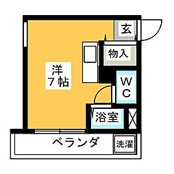 レジデンス原 ワンルームの間取図画像