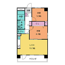 セラーノ平針 2LDKの間取図画像