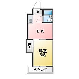メゾン・ジーエム 1DKの間取図画像