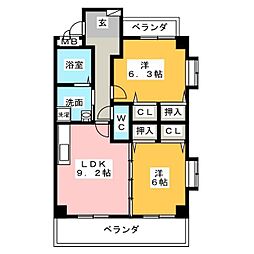 第三仁ビル 2LDKの間取図画像