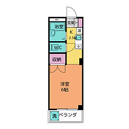 ブレークスルー中平 ワンルームの間取図画像