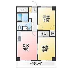 スカイライフ 2DKの間取図画像