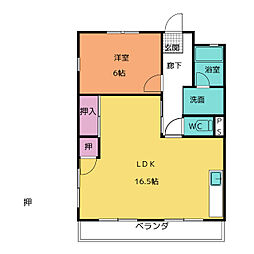 ラフィーネカニエ 1LDKの間取図画像
