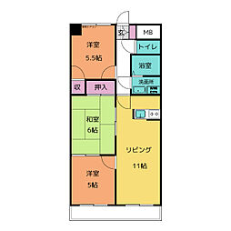 焼山アネックス 4階3LDKの間取り