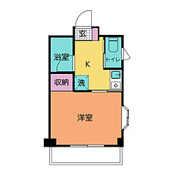 フォンテーヌイン天白 2階1Kの間取り