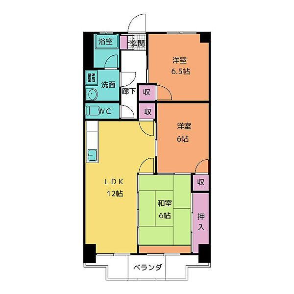 グリーン高瀬木 ｜愛知県名古屋市天白区中平１丁目(賃貸マンション3LDK・2階・70.43㎡)の写真 その2