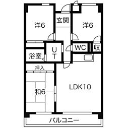 ハイツ平針 4階3LDKの間取り