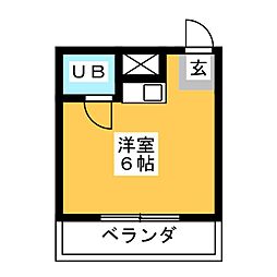ヴァンベール原 4階ワンルームの間取り