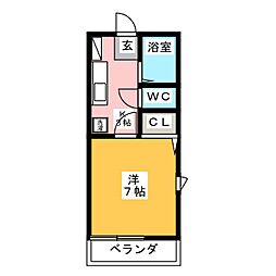 カーサＢeｌｌ 2階1Kの間取り