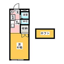 エルドラド 2階1Kの間取り