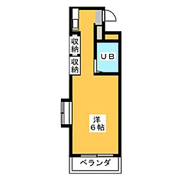 メゾン・ド・プリムール 4階ワンルームの間取り