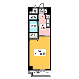 びぃ6植田 1Kの間取図画像