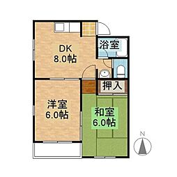 ムーニーコーノス 2階2DKの間取り