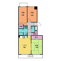 メゾン平中 3階3LDKの間取り