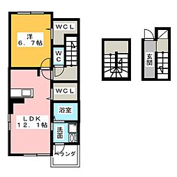 フローラルメゾン松和花壇 3階1LDKの間取り