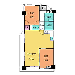 ユニーブル第8植田 3階2LDKの間取り