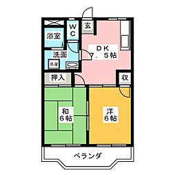 アーバンライフ 2階2DKの間取り