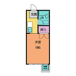 コーポ原久 3階ワンルームの間取り