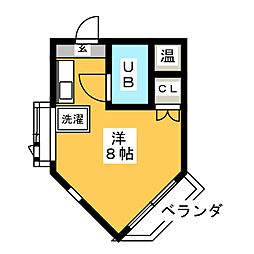Ｎフラット 3階ワンルームの間取り