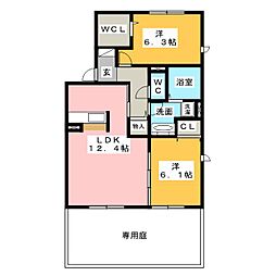 ショコラ 1階2LDKの間取り