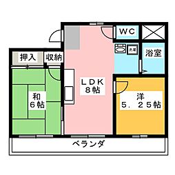 シャトー玉奈 2DKの間取図画像