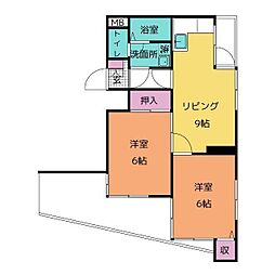 サンメゾン植田 2LDKの間取図画像