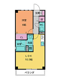 リブ荒池 1LDKの間取図画像