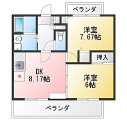 パークスクエア21 2LDKの間取図画像