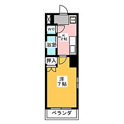 レクサスハラ 1Kの間取図画像