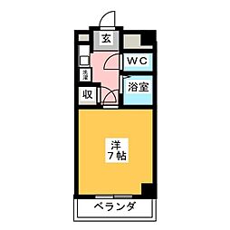 ドゥエルハウス植田 1Kの間取図画像