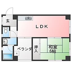 ラカーシュ向が丘 1LDKの間取図画像