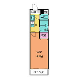 ワンライフ原 1Kの間取図画像