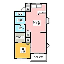 ルミエールヒラヤマ 1LDKの間取図画像