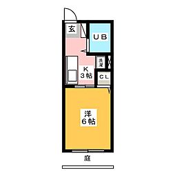 シティハイムシャルム土原 1Kの間取図画像