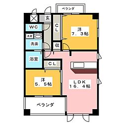 シティライフウエダ 2LDKの間取図画像