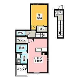 フローラルメゾン松和花壇 1LDKの間取図画像