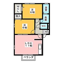 ウィルモア鴻の巣パーク 2LDKの間取図画像